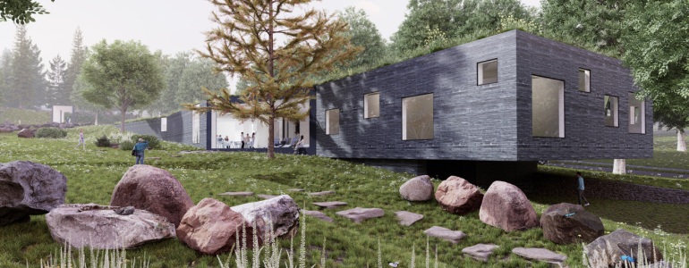 Vizualizace Domu přírody Jeseníků.